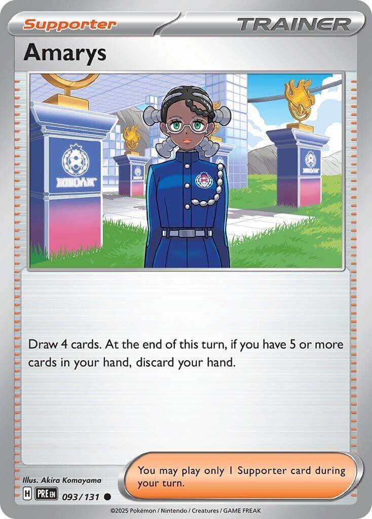Amarys - 093/131 [PRE - 093/131] Condition: Near Mint Collectible Trading Cards SV: Prismatic Evolutions Also available: Language: English Printing: Reverse Holofoil