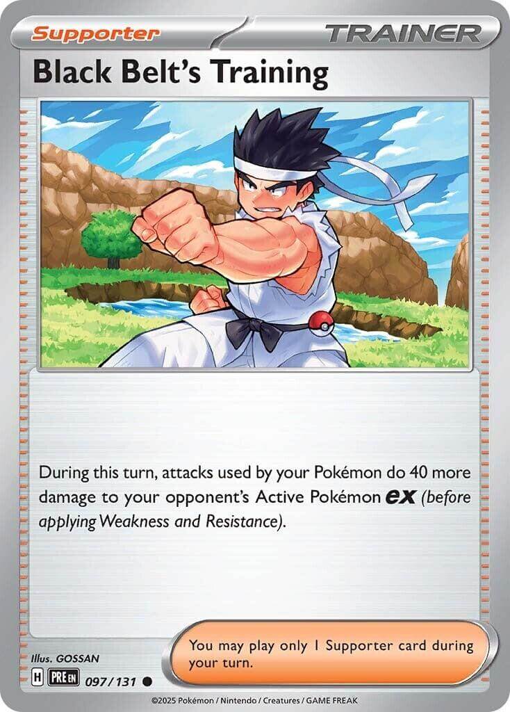 Black Belt's Training - 097/131 [PRE - 097/131] Condition: Near Mint Collectible Trading Cards SV: Prismatic Evolutions Also available: Language: English Printing: Reverse Holofoil