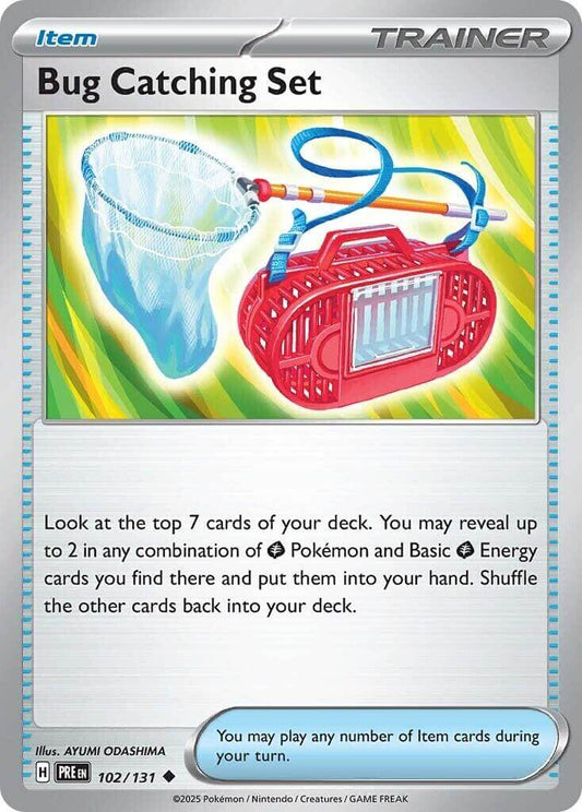 Bug Catching Set [PRE - 102/131] Condition: Near Mint Collectible Trading Cards SV: Prismatic Evolutions Also available: Language: English Printing: Reverse Holofoil