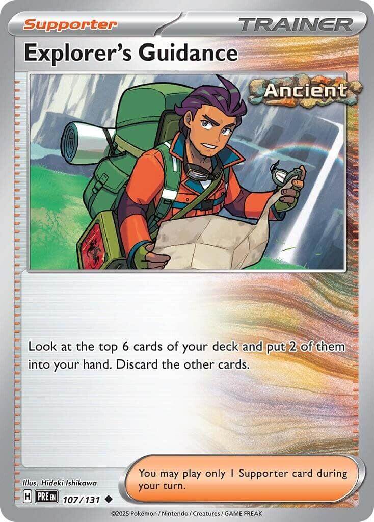 Explorer's Guidance [PRE - 107/131] Condition: Near Mint Collectible Trading Cards SV: Prismatic Evolutions Also available: Language: English Printing: Reverse Holofoil
