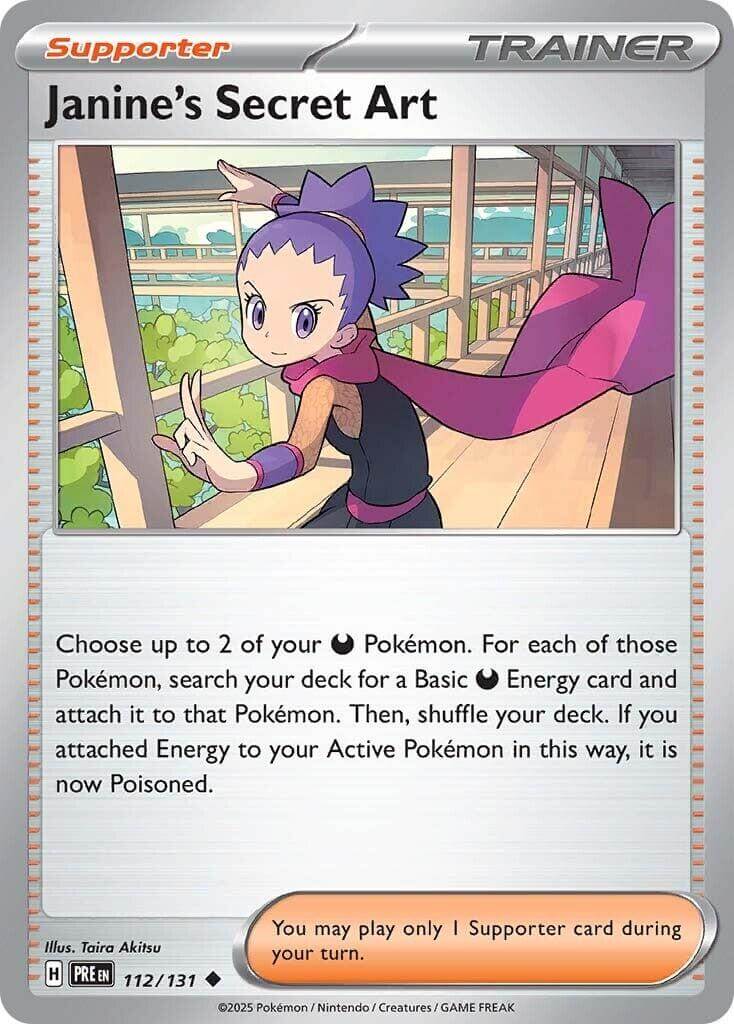 Janine's Secret Art - 112/131 [PRE - 112/131] Condition: Near Mint Collectible Trading Cards SV: Prismatic Evolutions Also available: Language: English Printing: Reverse Holofoil