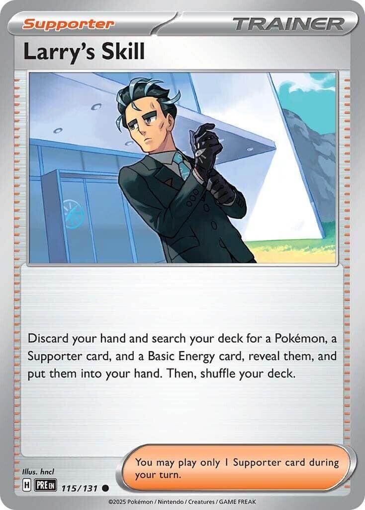 Larry's Skill - 115/131 [PRE - 115/131] Condition: Near Mint Collectible Trading Cards SV: Prismatic Evolutions Also available: Language: English Printing: Reverse Holofoil