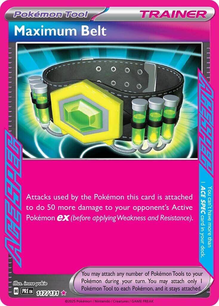 Maximum Belt [PRE - 117/131] Condition: Near Mint Collectible Trading Cards SV: Prismatic Evolutions Also available: Language: English Printing: Holofoil
