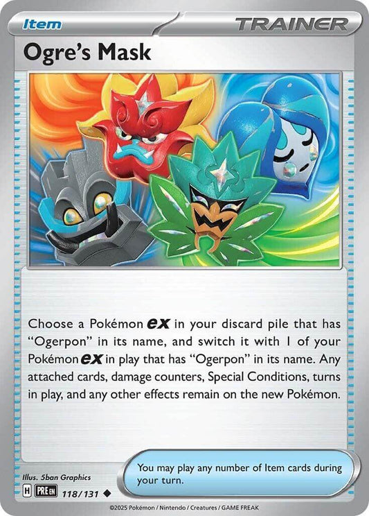 Ogre's Mask [PRE - 118/131] Condition: Near Mint Collectible Trading Cards SV: Prismatic Evolutions Also available: Language: English Printing: Reverse Holofoil