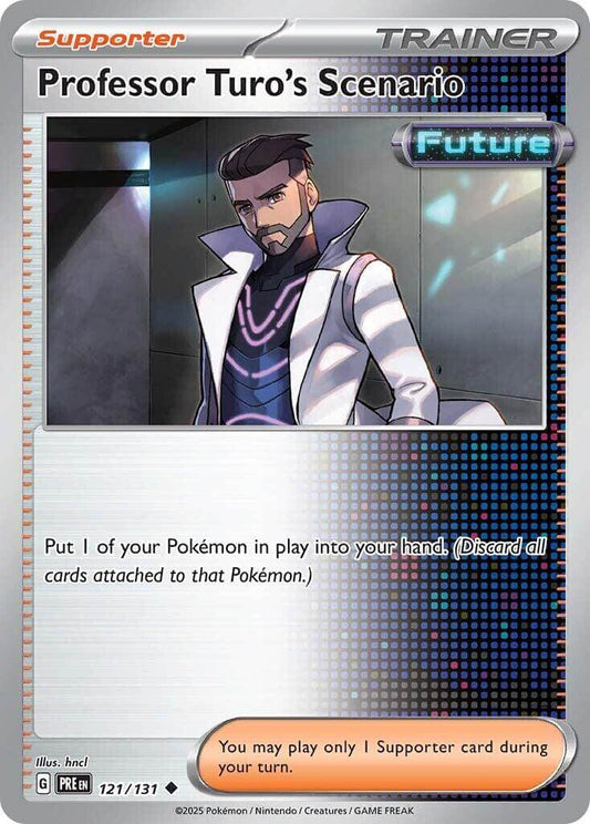 Professor Turo's Scenario [PRE - 121/131] Condition: Near Mint Collectible Trading Cards SV: Prismatic Evolutions Also available: Language: English Printing: Reverse Holofoil