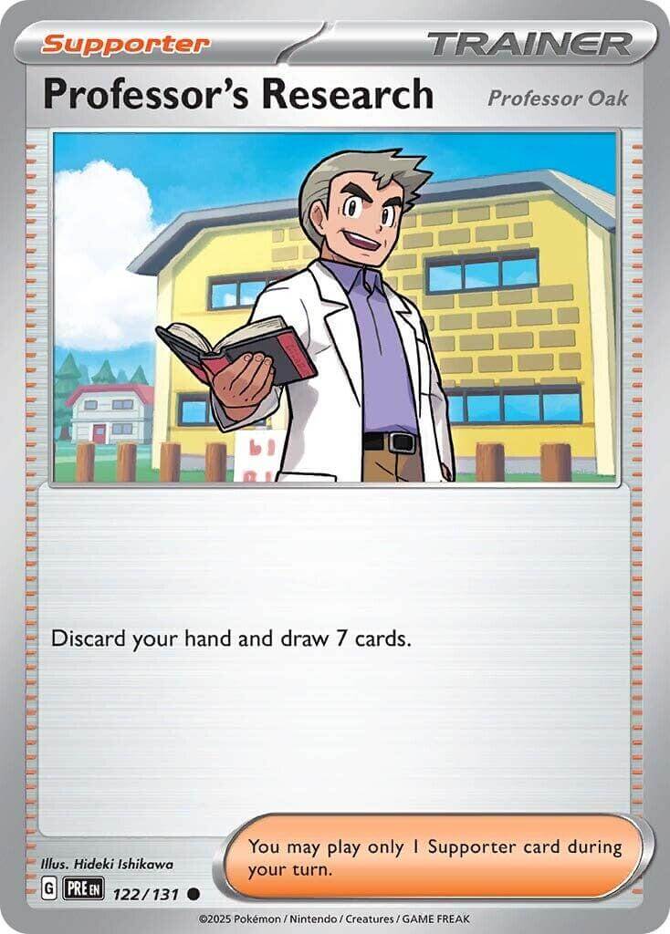 Professor's Research [Professor Oak] [PRE - 122/131] Condition: Near Mint Collectible Trading Cards SV: Prismatic Evolutions Also available: Language: English Printing: Reverse Holofoil