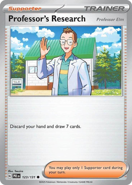 Professor's Research [Professor Elm] [PRE - 123/131] Condition: Near Mint Collectible Trading Cards SV: Prismatic Evolutions Also available: Language: English Printing: Reverse Holofoil