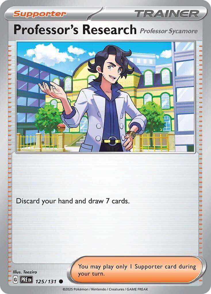 Professor's Research [Professor Sycamore] [PRE - 125/131] Condition: Near Mint Collectible Trading Cards SV: Prismatic Evolutions Also available: Language: English Printing: Reverse Holofoil