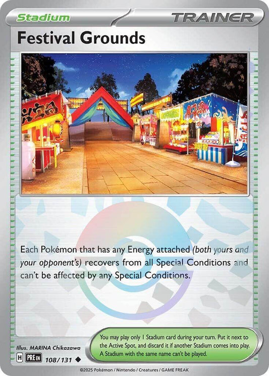 Festival Grounds (Poke Ball Pattern) [PRE - 108/131] Condition: Near Mint Collectible Trading Cards SV: Prismatic Evolutions Also available: Language: English Printing: Holofoil