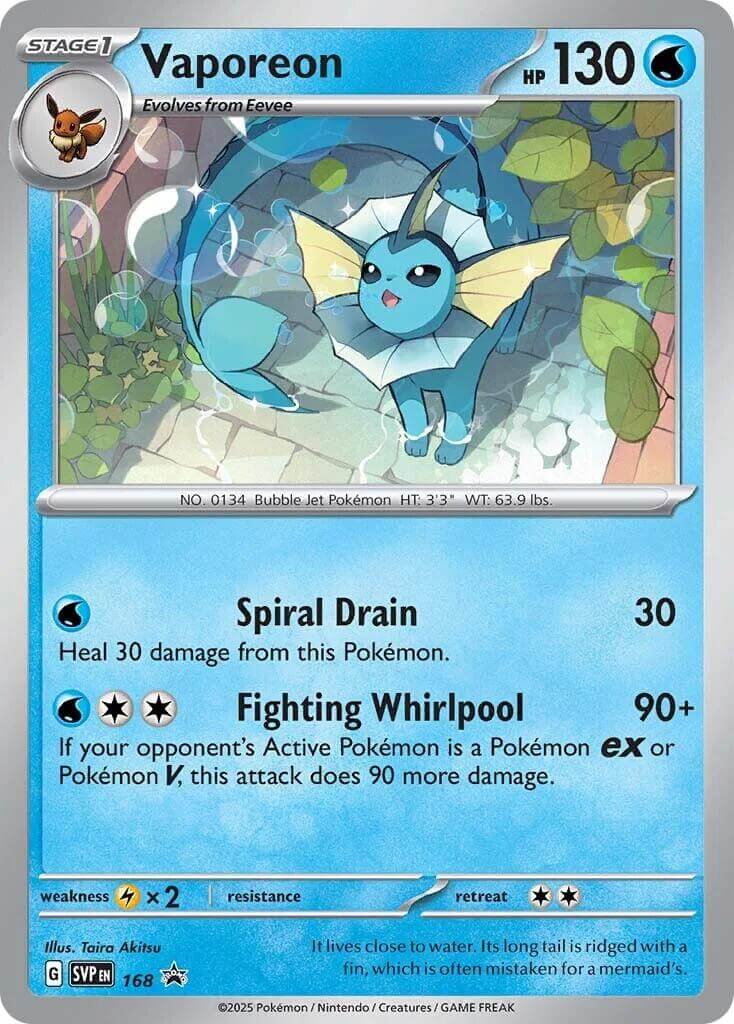 Vaporeon - 168 (Cosmos Holo) [SVP - 168] Condition: Near Mint Collectible Trading Cards SV: Scarlet & Violet Promo Cards Also available: Language: English Printing: Holofoil