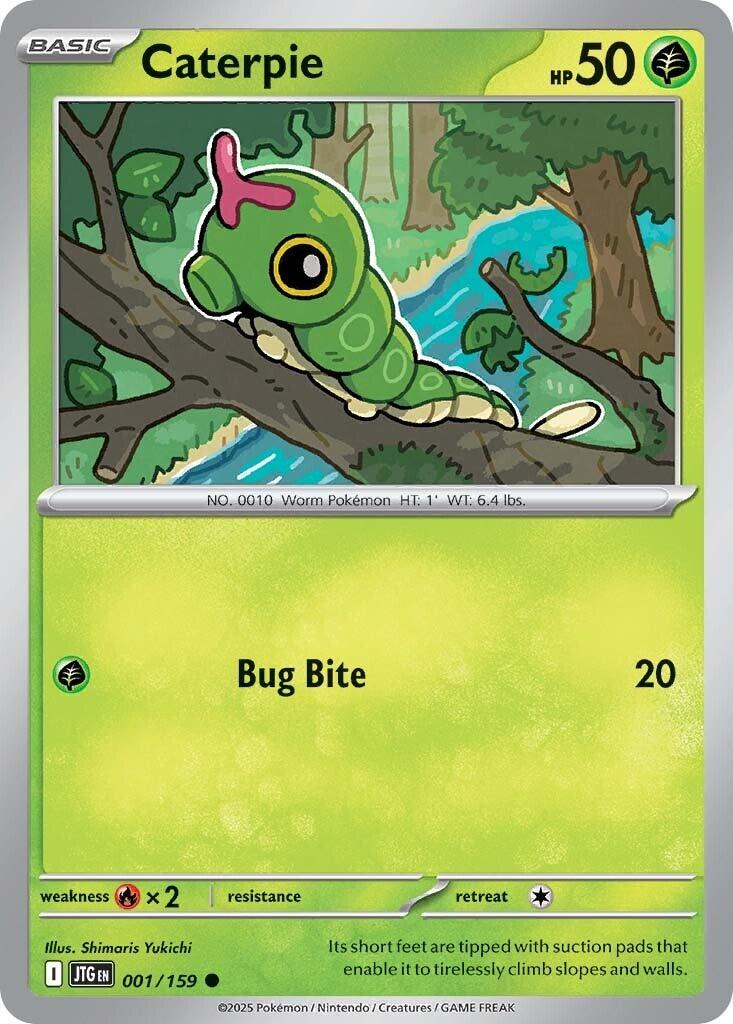 Caterpie [JTG - 001/159] Condition: Near Mint Collectible Trading Cards SV09: Journey Together Also available: Language: English Printing: Reverse Holofoil