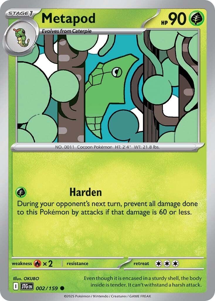 Metapod [JTG - 002/159] Condition: Near Mint Collectible Trading Cards SV09: Journey Together Also available: Language: English Printing: Reverse Holofoil