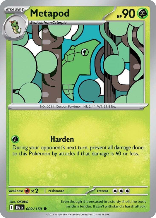 Metapod [JTG - 002/159] Condition: Near Mint Collectible Trading Cards SV09: Journey Together Also available: Language: English Printing: Reverse Holofoil