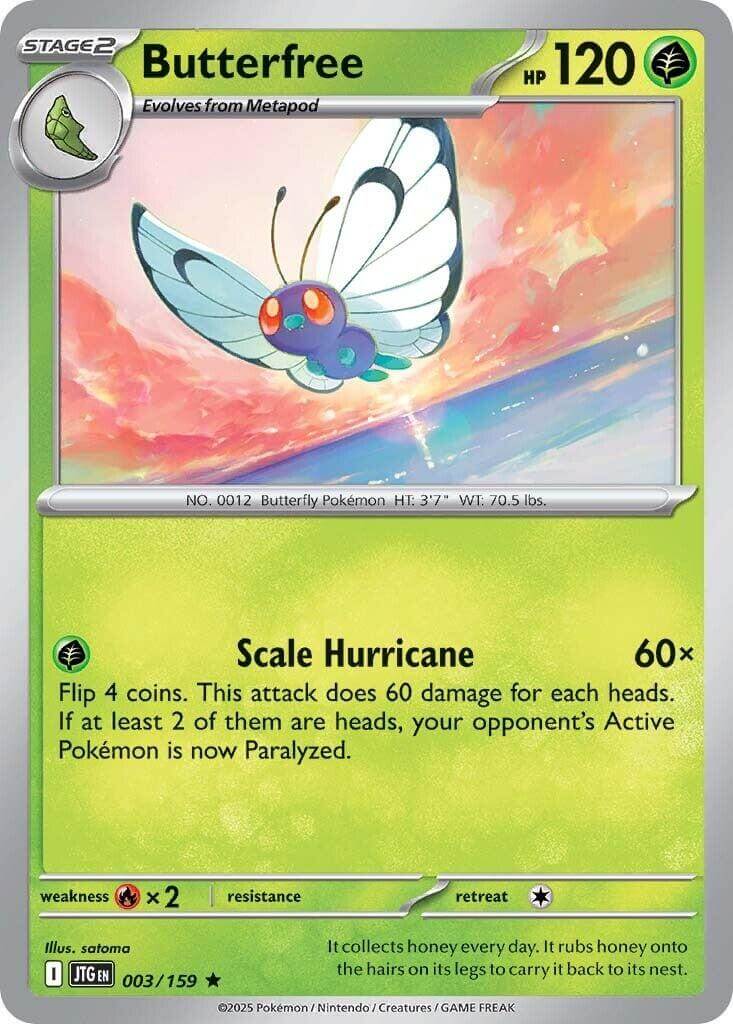 Butterfree [JTG - 003/159] Condition: Near Mint Collectible Trading Cards SV09: Journey Together Also available: Language: English Printing: Holofoil