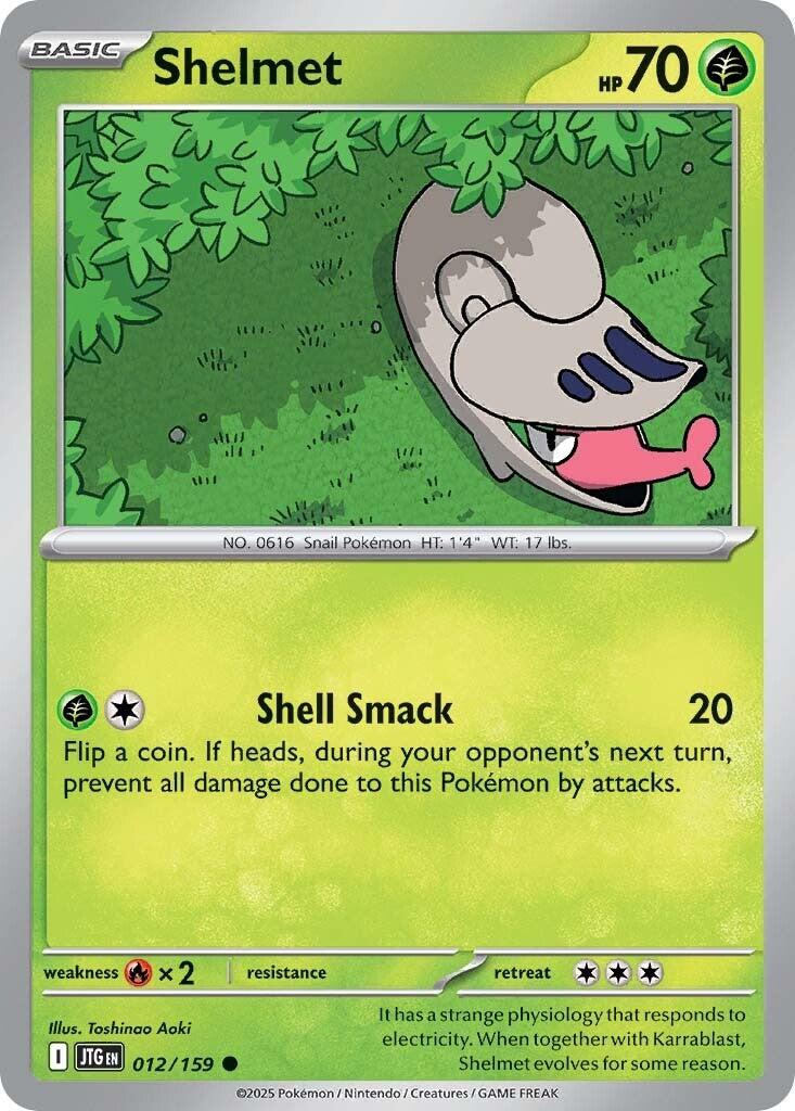 Shelmet [JTG - 012/159] Condition: Near Mint Collectible Trading Cards SV09: Journey Together Also available: Language: English Printing: Reverse Holofoil