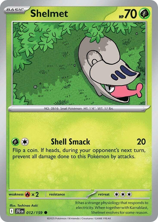 Shelmet [JTG - 012/159] Condition: Near Mint Collectible Trading Cards SV09: Journey Together Also available: Language: English Printing: Reverse Holofoil