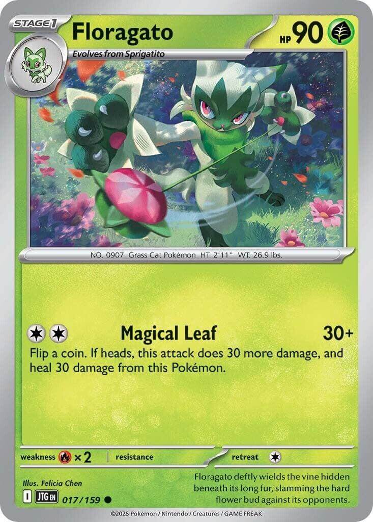 Floragato [JTG - 017/159] Condition: Near Mint Collectible Trading Cards SV09: Journey Together Also available: Language: English Printing: Reverse Holofoil