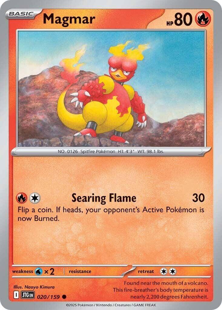Magmar [JTG - 020/159] Condition: Near Mint Collectible Trading Cards SV09: Journey Together Also available: Language: English Printing: Reverse Holofoil