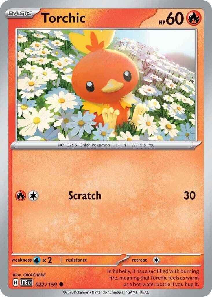Torchic [JTG - 022/159] Condition: Near Mint Collectible Trading Cards SV09: Journey Together Also available: Language: English Printing: Reverse Holofoil