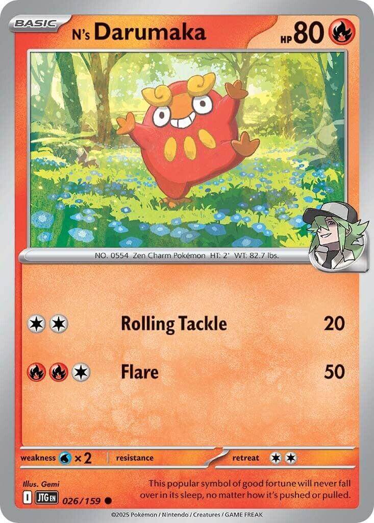 N's Darumaka [JTG - 026/159] Condition: Near Mint Collectible Trading Cards SV09: Journey Together Also available: Language: English Printing: Reverse Holofoil