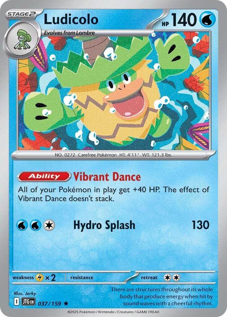 Ludicolo [JTG - 037/159] Condition: Near Mint Collectible Trading Cards SV09: Journey Together Also available: Language: English Printing: Holofoil