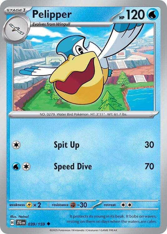 Pelipper [JTG - 039/159] Condition: Near Mint Collectible Trading Cards SV09: Journey Together Also available: Language: English Printing: Reverse Holofoil
