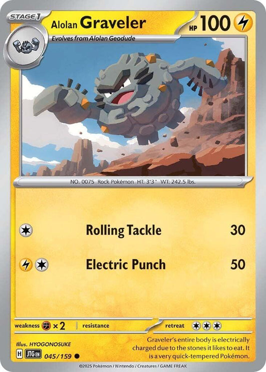 Alolan Graveler [JTG - 045/159] Condition: Near Mint Collectible Trading Cards SV09: Journey Together Also available: Language: English Printing: Reverse Holofoil