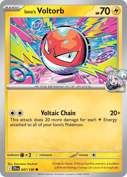 Iono's Voltorb [JTG - 047/159] Condition: Near Mint Collectible Trading Cards SV09: Journey Together Also available: Language: English Printing: Reverse Holofoil