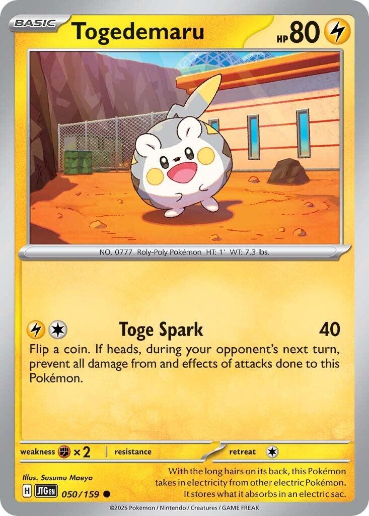 Togedemaru [JTG - 050/159] Condition: Near Mint Collectible Trading Cards SV09: Journey Together Also available: Language: English Printing: Reverse Holofoil
