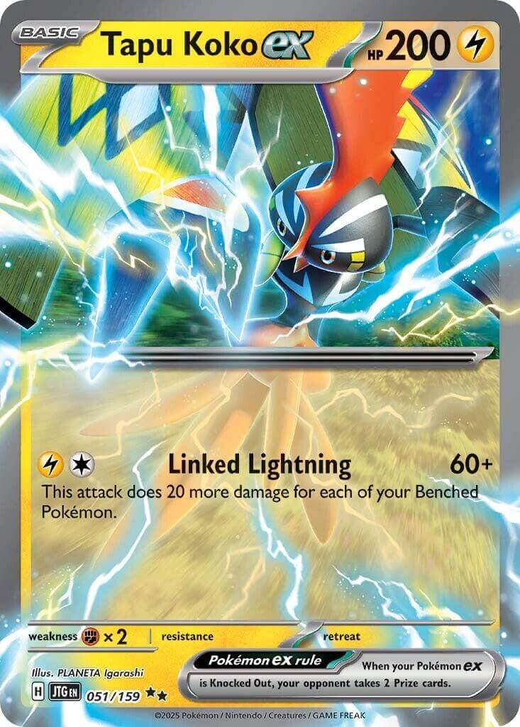 Tapu Koko ex [JTG - 051/159] Condition: Near Mint Collectible Trading Cards SV09: Journey Together Also available: Language: English Printing: Holofoil