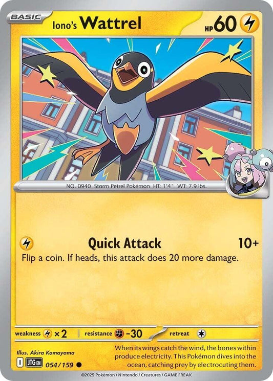 Iono's Wattrel [JTG - 054/159] Condition: Near Mint Collectible Trading Cards SV09: Journey Together Also available: Language: English Printing: Reverse Holofoil