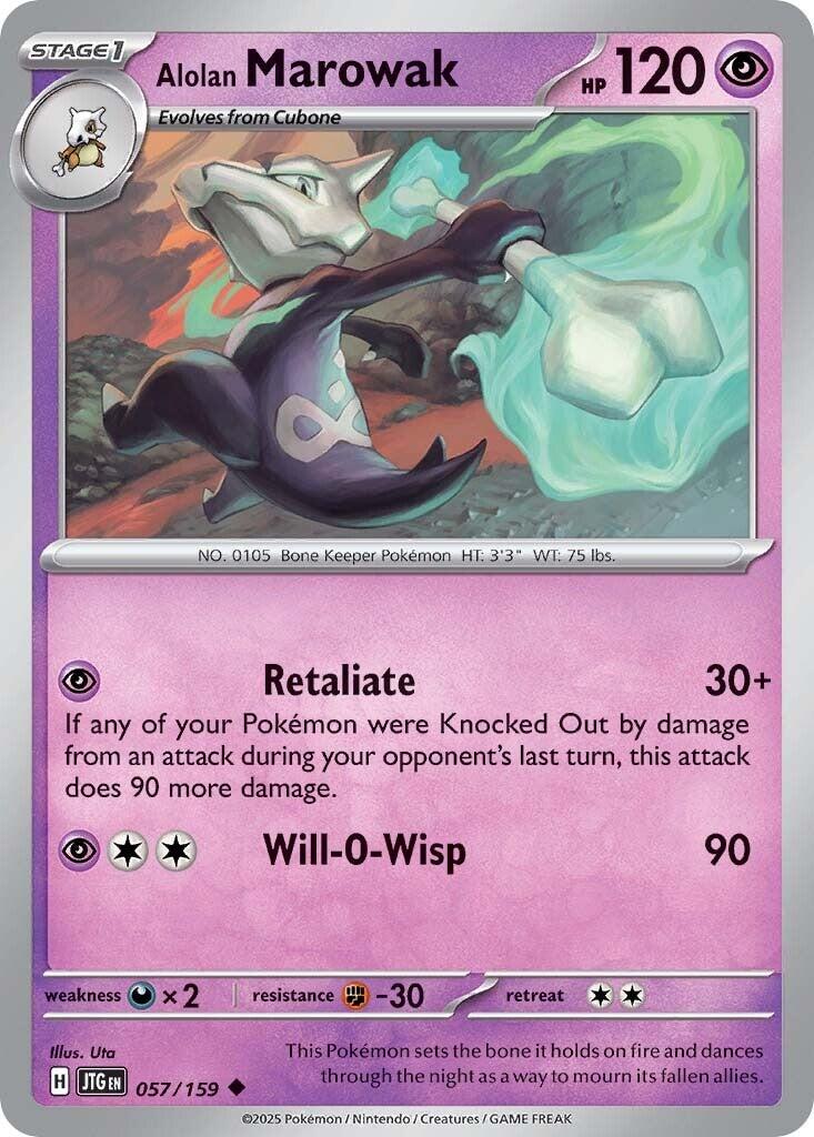 Alolan Marowak [JTG - 057/159] Condition: Near Mint Collectible Trading Cards SV09: Journey Together Also available: Language: English Printing: Reverse Holofoil