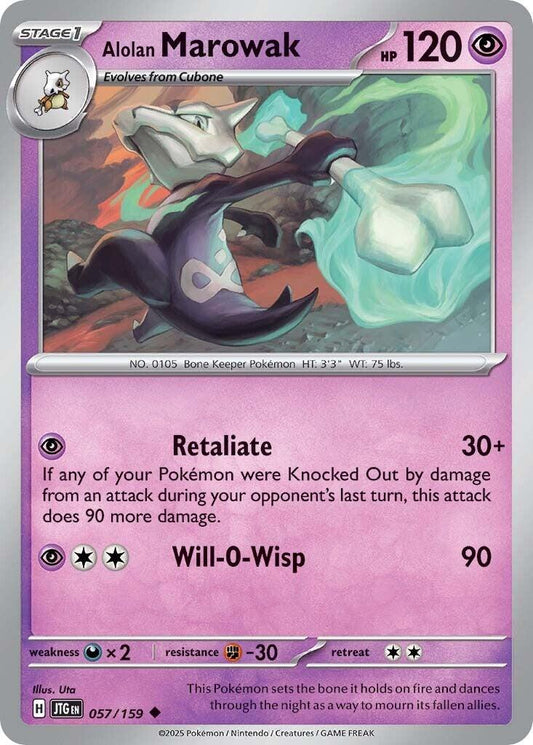 Alolan Marowak [JTG - 057/159] Condition: Near Mint Collectible Trading Cards SV09: Journey Together Also available: Language: English Printing: Reverse Holofoil