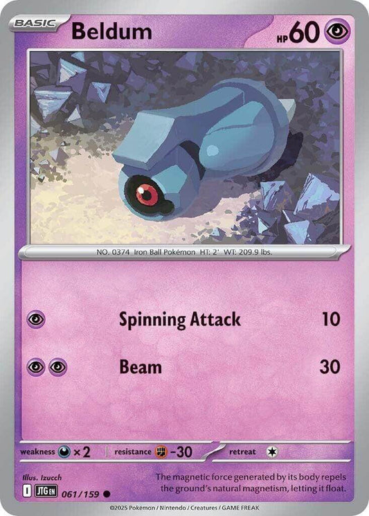Beldum [JTG - 061/159] Condition: Near Mint Collectible Trading Cards SV09: Journey Together Also available: Language: English Printing: Reverse Holofoil