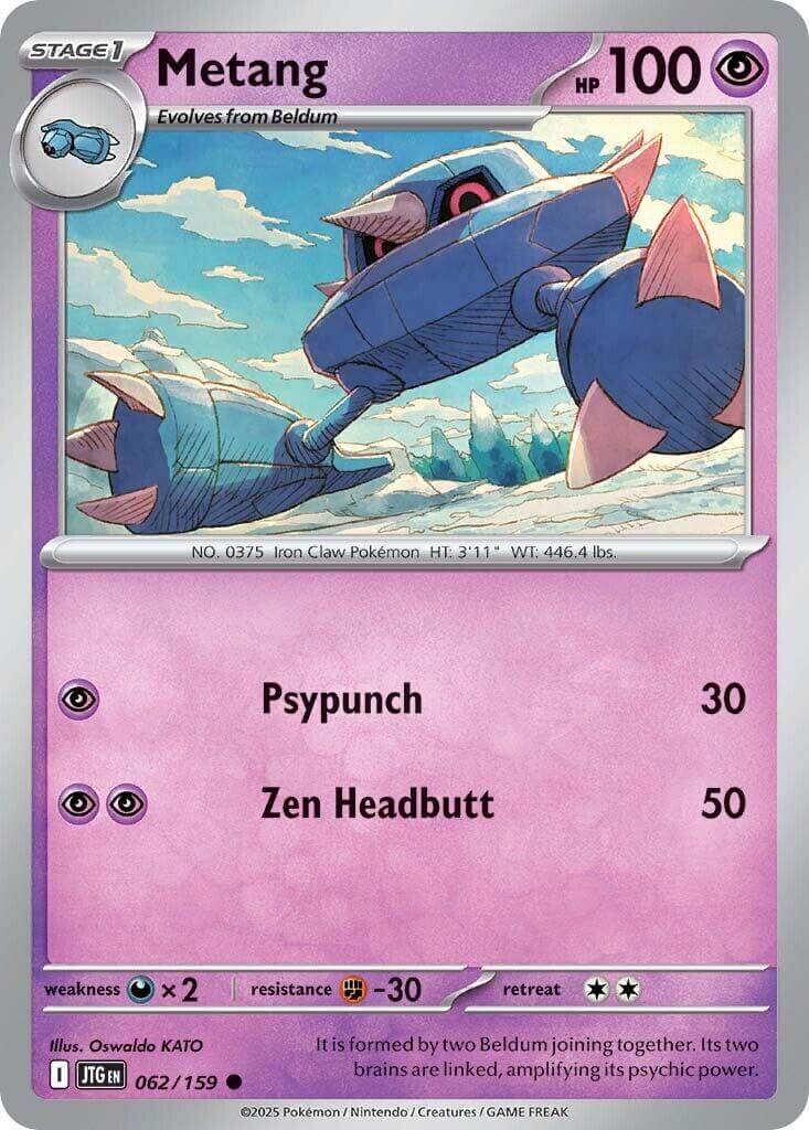 Metang [JTG - 062/159] Condition: Near Mint Collectible Trading Cards SV09: Journey Together Also available: Language: English Printing: Reverse Holofoil