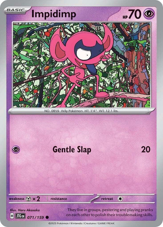 Impidimp [JTG - 071/159] Condition: Near Mint Collectible Trading Cards SV09: Journey Together Also available: Language: English Printing: Reverse Holofoil