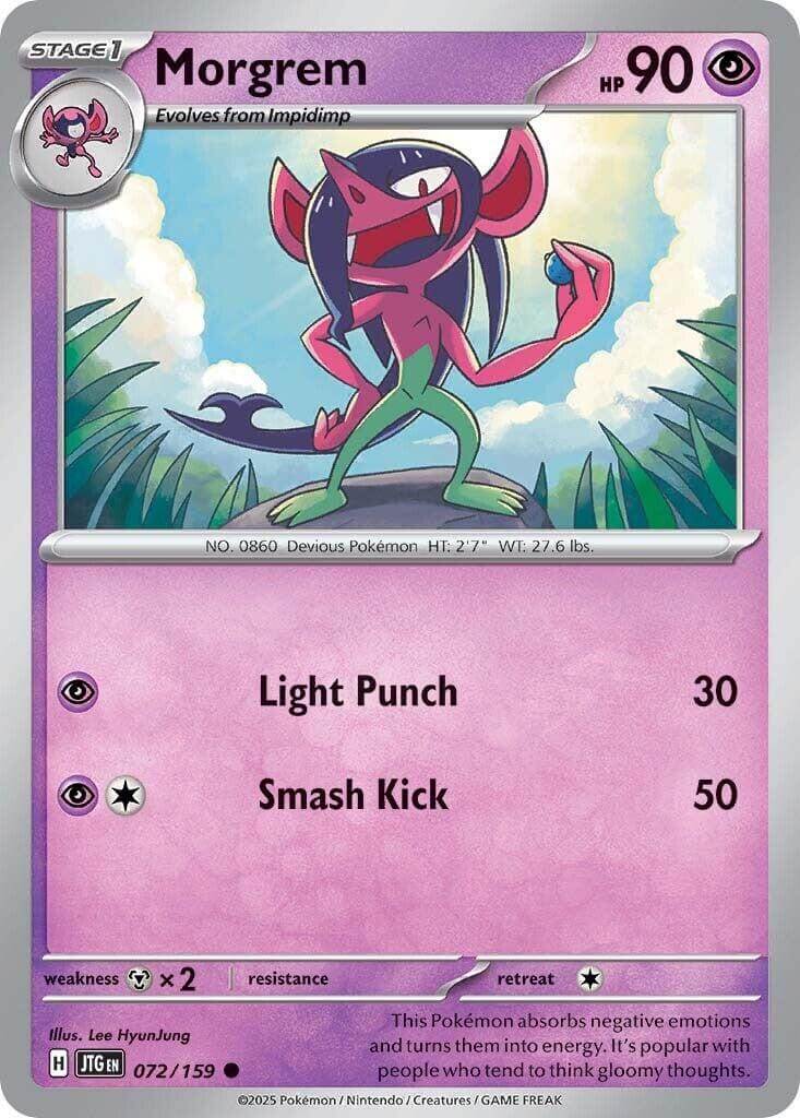 Morgrem [JTG - 072/159] Condition: Near Mint Collectible Trading Cards SV09: Journey Together Also available: Language: English Printing: Reverse Holofoil