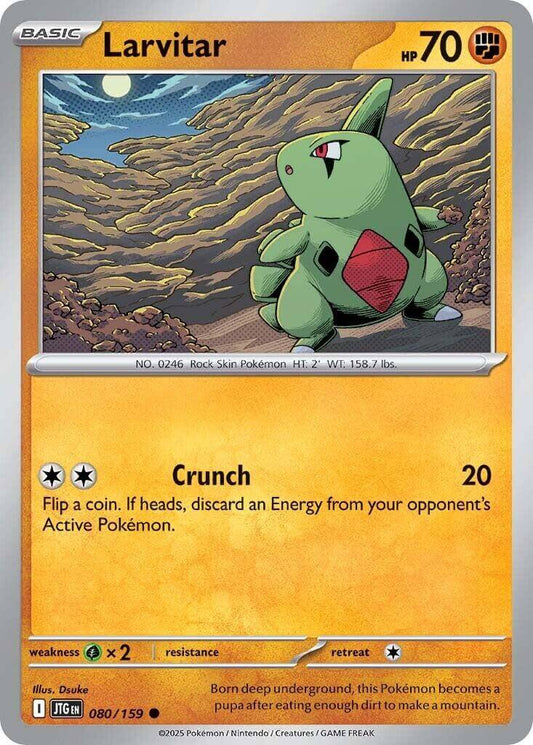 Larvitar [JTG - 080/159] Condition: Near Mint Collectible Trading Cards SV09: Journey Together Also available: Language: English Printing: Reverse Holofoil