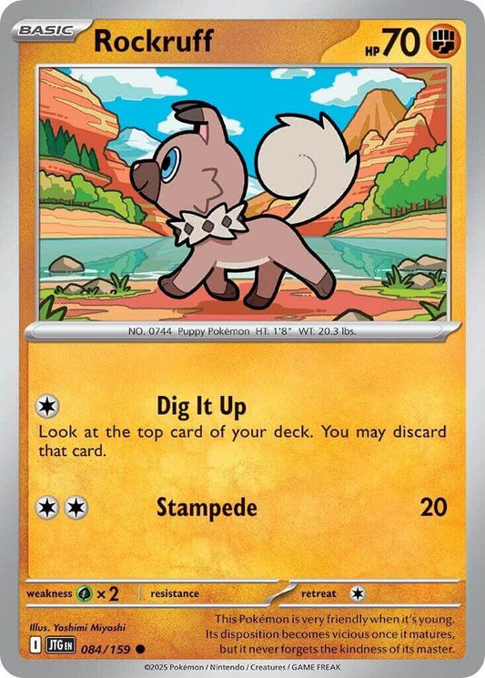 Rockruff [JTG - 084/159] Condition: Near Mint Collectible Trading Cards SV09: Journey Together Also available: Language: English Printing: Reverse Holofoil