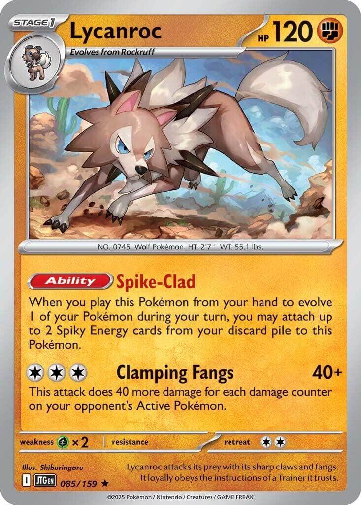 Lycanroc - 085/159 [JTG - 085/159] Condition: Near Mint Collectible Trading Cards SV09: Journey Together Also available: Language: English Printing: Holofoil