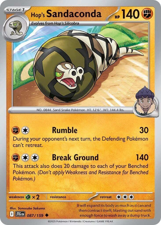 Hop's Sandaconda [JTG - 087/159] Condition: Near Mint Collectible Trading Cards SV09: Journey Together Also available: Language: English Printing: Reverse Holofoil