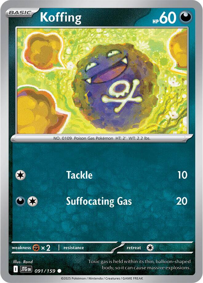 Koffing [JTG - 091/159] Condition: Near Mint Collectible Trading Cards SV09: Journey Together Also available: Language: English Printing: Reverse Holofoil