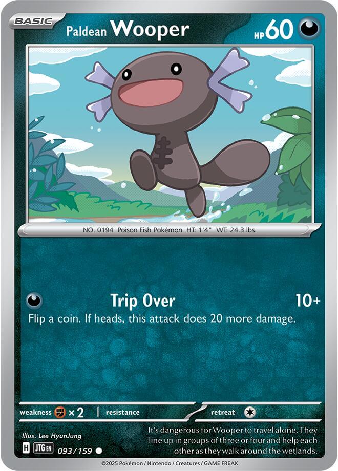 Paldean Wooper [JTG - 093/159] Condition: Near Mint Collectible Trading Cards SV09: Journey Together Also available: Language: English Printing: Reverse Holofoil