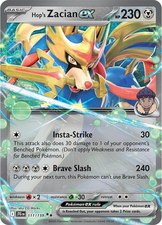 Hop's Zacian ex - 111/159 [JTG - 111/159] Condition: Near Mint Collectible Trading Cards SV09: Journey Together Also available: Language: English Printing: Holofoil
