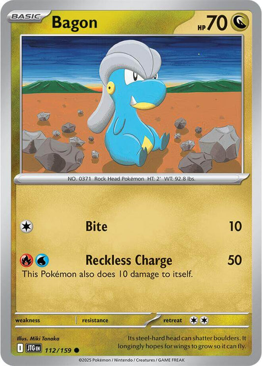 Bagon [JTG - 112/159] Condition: Near Mint Collectible Trading Cards SV09: Journey Together Also available: Language: English Printing: Reverse Holofoil