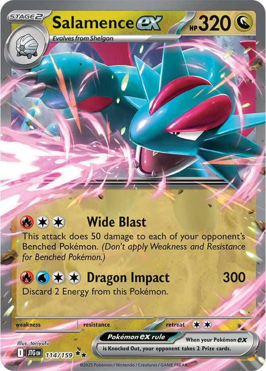 Salamence ex - 114/159 [JTG - 114/159] Condition: Near Mint Collectible Trading Cards SV09: Journey Together Also available: Language: English Printing: Holofoil