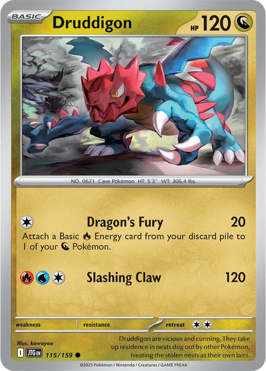Druddigon [JTG - 115/159] Condition: Near Mint Collectible Trading Cards SV09: Journey Together Also available: Language: English Printing: Reverse Holofoil