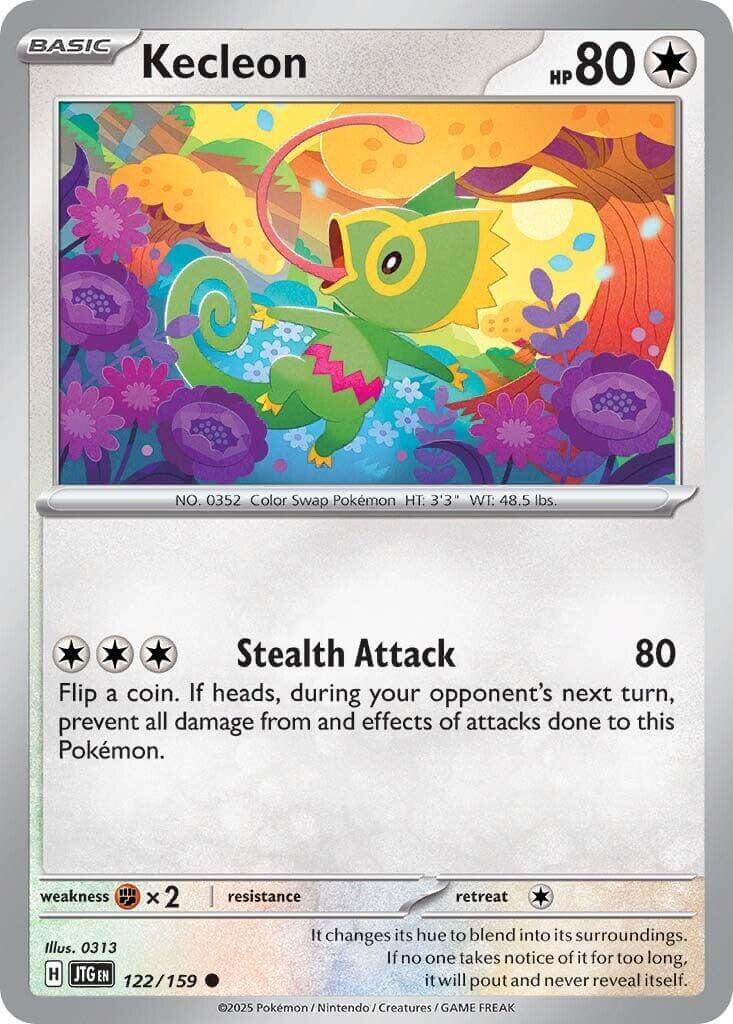 Kecleon [JTG - 122/159] Condition: Near Mint Collectible Trading Cards SV09: Journey Together Also available: Language: English Printing: Reverse Holofoil