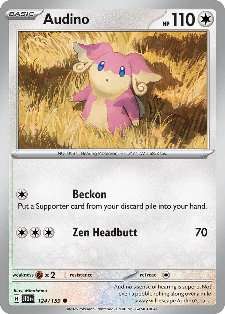 Audino [JTG - 124/159] Condition: Near Mint Collectible Trading Cards SV09: Journey Together Also available: Language: English Printing: Reverse Holofoil