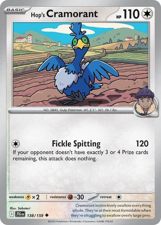 Hop's Cramorant [JTG - 138/159] Condition: Near Mint Collectible Trading Cards SV09: Journey Together Also available: Language: English Printing: Reverse Holofoil